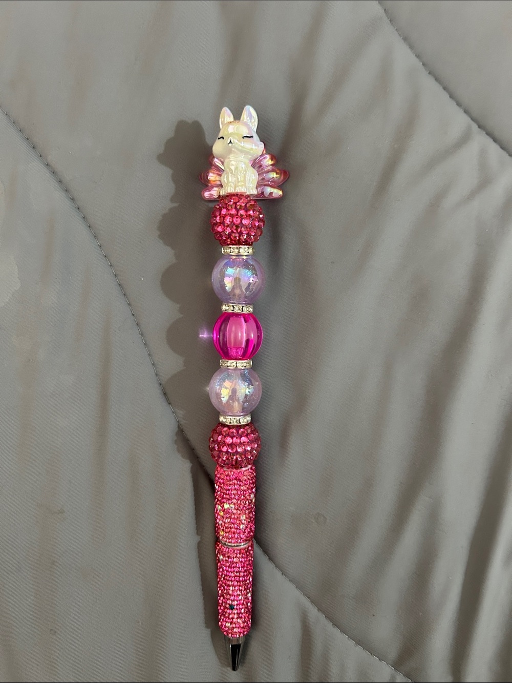 Nine Tails Decorative Pink Beaded Pen